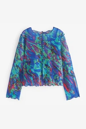 Next Langarmshirt Langarm-Shirt aus Netzstoff (2-tlg) blau 110 (5 J.)