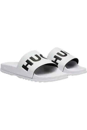 HUGO BOSS Match it Slid rblg Badepantolette mit weichem Textil im Riemen weiß 45 EU