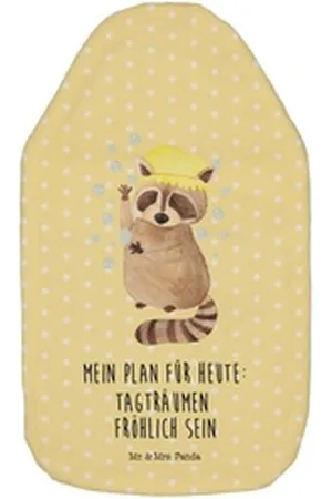 Mr. & Mrs. Panda Wärmflasche Waschbär - Gelb Pastell - Geschenk, Gute Laune, lustige Sprüche, Tier, (1-tlg), Hautfreundlich gelb