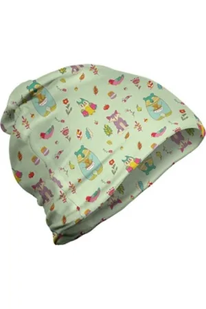 Abakuhaus Beanie Wandern im Freien Kindergarten Pastellwaldtier Motiv grün|bunt
