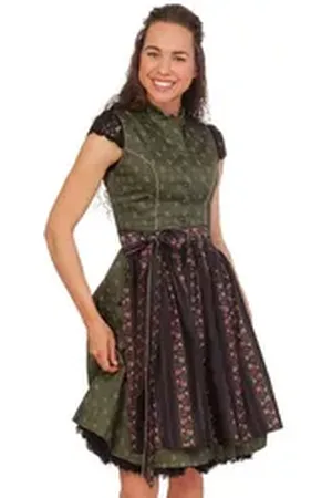 Alpenfee Dirndl Midi Dirndl 2tlg. - BONNIE - dunkelgrün grün