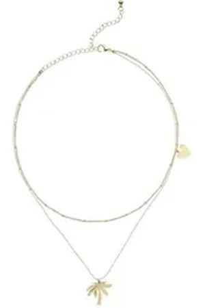 Lascana Kette mit Anhänger, mit Palmen Anhängern, mehrreihiges Kettenset, Halskette, Halsschmuck goldfarben
