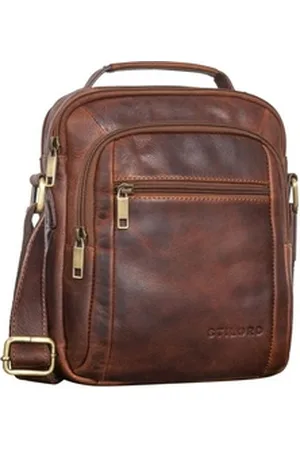 STILORD Schultertasche "Lucky" Umhängetasche Herren Klein Leder Handtasche braun