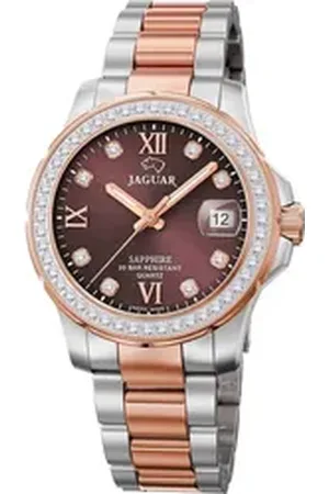 Jaguar Quarzuhr Damenuhr Edelstahl silber rosegold, (Analoguhr), Damen Armbanduhr rund, Edelstahlarmband silber, rosegold silberfarben