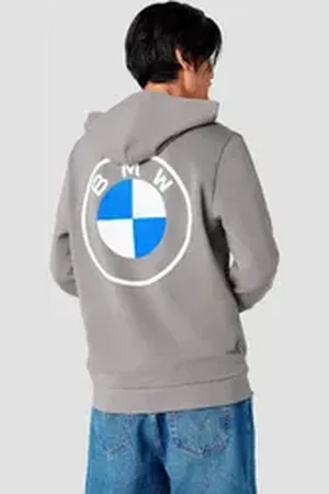 BMW Hoodie mit Logodruck auf Brusthöhe grau M