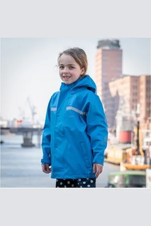 BMS Regen- und Matschjacke Regenjacke für Kinder 100% wasserdicht mit Kapuze blau 86