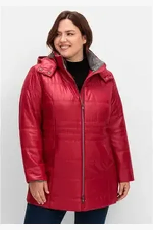 Sheego Steppjacke Große Größen mit Kapuze und Flanell-Details rot 42