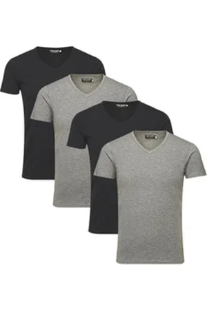 JACK & JONES T-Shirt (Spar Set, 4er-Pack) V-Neck grau XXL