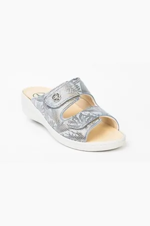 Franken Schuhe Franken-Schuhe Art. 250 Damen Pantolette (mit loser Einlage und STRETCH geeignet bei Hallux Valgus, Weite "K) Made in Germany grau 42 EU
