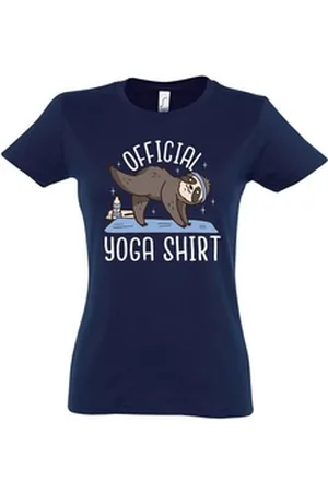 Youth Designz T-Shirt Official Yoga Damen Shirt mit lustigem Faultier Frontprint blau 3XL