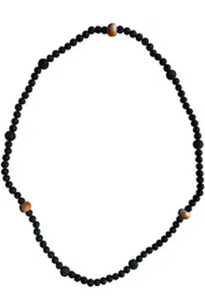 Aaron Bane Perlenkette Perlen Halskette Kette Lava Edelstein 3 Bunten Glaskugel Hand Made (1-tlg)