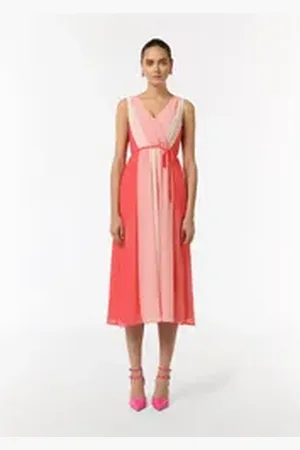 Comma, Comma Maxikleid Midikleid aus Viskose Tunnelzug an der Taille rot 44