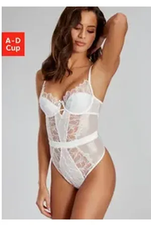 Lascana Stringbody aus edler Spitze und schimmerndem Soft-Mesh, sexy Dessous weiß 85