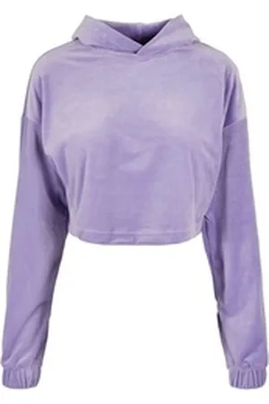 Urban classics Kapuzenpullover Damen Ladies Cropped Velvet Oversized Hoody (1-tlg) lila 4XL