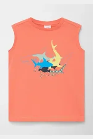 QS by s.Oliver Shirttop Tank Top mit Print Kontrastnähte 104/110