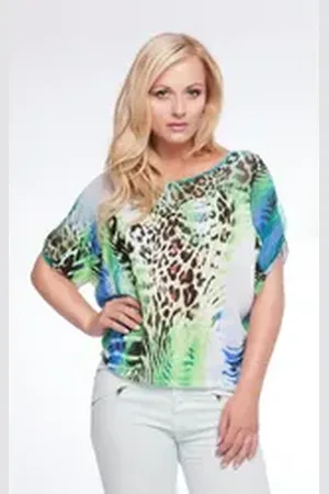 Passioni T-Shirt mit floralem Leopardenmuster grün XL