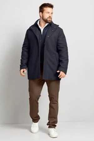 Boston Park Funktionsjacke Longjacke Steppeinsatz Stehkragen schwarz 60