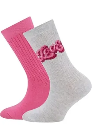 Ewers Socken Socken 2er Pack Love/Rippe (2-Paar) rosa|silberfarben 23-26