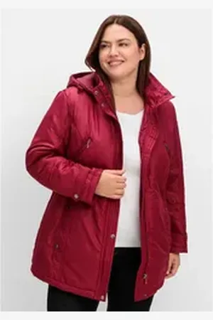 Sheego Steppjacke Große Größen mit Kapuze und Kontrastdetails rot 48