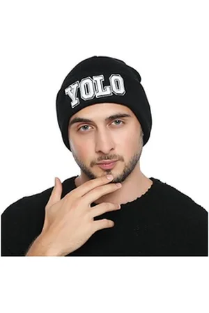 DonDon Beanie stylische Herren Winter Beanie (Packung, 1-St) Wintermütze, mit coolem Statement-Print, Strickmütze mit Krempe schwarz
