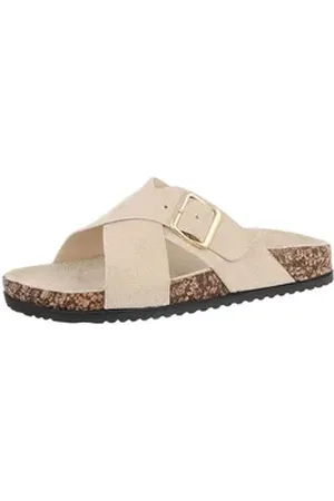 Ital-Design Damen Mules Freizeit Pantolette (86526949) Flach Pantoletten in Beige beige|braun 36 EU