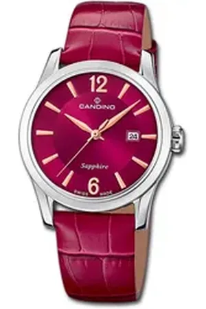 Candino Quarzuhr Damenuhr Classic, (Analoguhr), Damenuhr Edelstahlarmband rot, rundes Gehäuse, mittel (ca. 33mm) rot