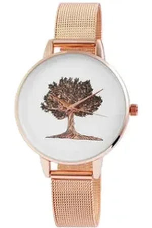 Karma Quarzuhr Armbanduhr Baum vers. Farben Edelstahl Damen Uhr Damenuhr, (Meshuhr verstellbares Armband Quarzwerk, Schwarz Silber, Schwarz Gold oder Roséfarben), Edelstahluhr Quarzuhr modern