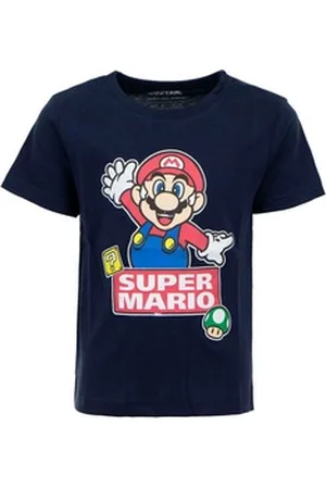 Super Mario Print-Shirt T-Shirt Dunkelblau Jungen und Mädchen Kindershirt Gr.98 104 110 116 122 128 104