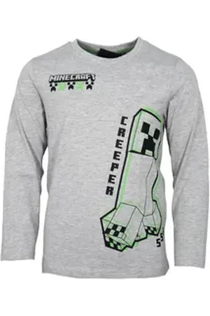 Minecraft Langarmshirt Gamer Creeper Kinder Jungen Langarmshirt Gr. 116 bis 152 grau 116