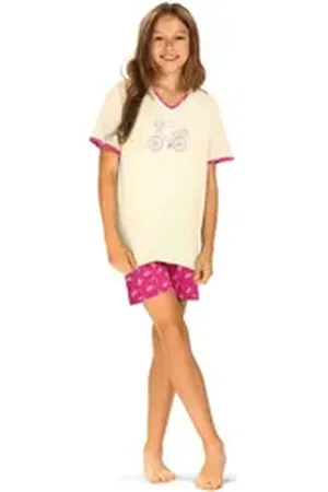 Comtessa Schlafanzug Comte Kids (Set, 2 tlg., Set) Mädchen Pyjama Shorty Kurzarm Baumwolle Blumen lila 116