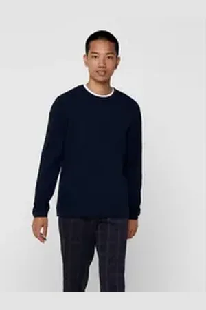 Only & Sons Strickpullover Dünner Langarm Strickpullover Rundhals Basic Sweater ONSPANTER ONSPANTER REG 12 STRUC CREW KNIT NOOS grau M