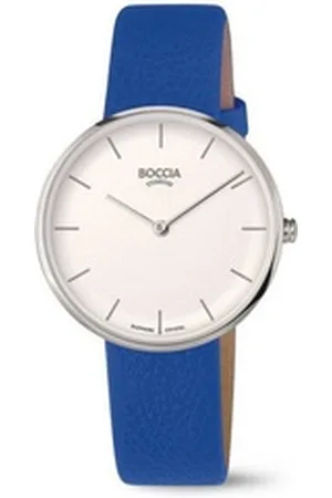 Boccia Titanium Boccia Chronograph Boccia Damen-Uhr 3327-06 Titan mit veganem blauen Lederband blau