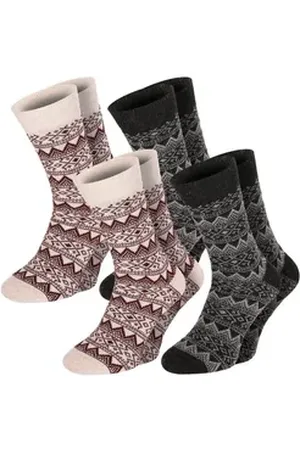 Chili Lifestyle Norwegersocken WOOL CLASSIC Wollsocken Schafwolle Socken in klassischem Mustermix (Multipack, 4-Paar, 2 Farbdesigns) Weichbund ohne Gummidruck braun|bunt|grau 39-42