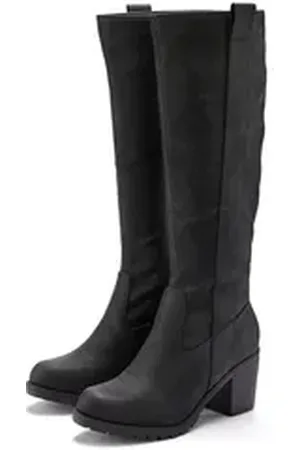 Lascana Weitschaftstiefel Stiefel, Stiefelette, langer Stiefel, Blockabsatz, Cowboy Stil VEGAN schwarz 37 EU