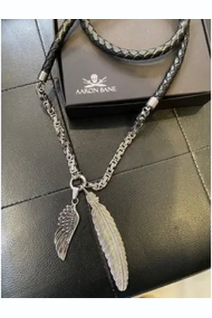 Aaron Bane Perlenkette DOUPLE FEATHER Halskette, mit 8mm Lederband und Königskette (1-tlg)