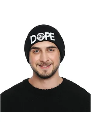 DonDon Beanie stylische Herren Winter Beanie (Packung, 1-St) Wintermütze, mit coolem Statement-Print, Strickmütze mit Krempe schwarz