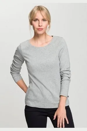H.I.S H.I.S Langarmshirt figurbetonte Passform, Feinrippstoff aus Baumwolle und Viskose grau 32/34