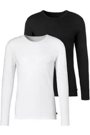H.I.S H.I.S Langarmshirt (Packung, 2er-Pack) Doppelpack Unterziehshirt aus Baumwoll-Mix schwarz|weiß L