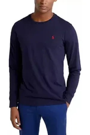 Ralph Lauren Polo Langarmshirt Longsleeve Custom Slim Fit Gerippten Bündchen, vereint Komfort und Stil blau M