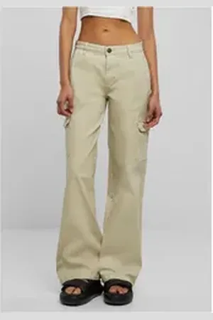 Urban classics Funktionshose Ladies High Waist Straight Denim Cargo Pants Cargo Hose 33