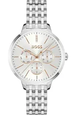HUGO BOSS Multifunktionsuhr SYMPHONY 1502781, Quarzuhr, Armbanduhr, Damenuhr, Edelstahlarmband, analog silberfarben