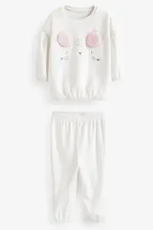 Next Pyjama Kuscheliger Fleece-Pyjama (2 tlg) weiß 74-80 (9-12 Mon.)