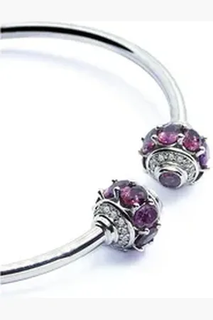 Goldene Hufeisen Armreif echter Rhodolith Granat Armreif 925 Sterling-Silber Rhodiniert, Damen-Schmuck mit Edelsteine silberfarben