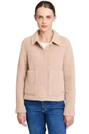 Betty & Co Sweatjacke Betty & Co Casual-Jacke mit Kragen Struktur beige|braun 46