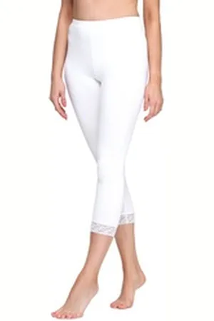 Merry Style Leggings Damen 3/4 Capri Hose MS10-290 (1-tlg) elastischer Bund weiß XS