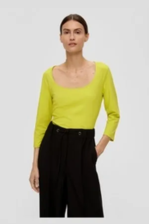 QS by s.Oliver BLACK LABEL 3/4-Arm-Shirt Longsleeve aus Baumwollstretch gelb 40