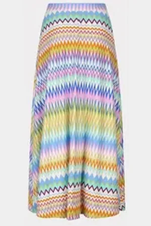 Esqualo Sommerrock langer Viskoserock Ocean Wiggle bunt S