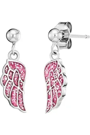 HERZENGEL Paar Ohrstecker Glitzerflügel, HEE-GLITTERWING-ST, Made in Germany rosa|silberfarben