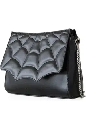 Banned Retro Schultertasche Mabris, Spinnennetz Stickerei schwarz