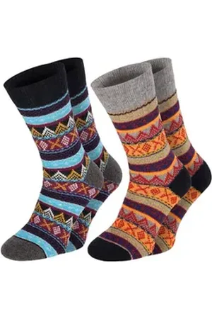 Chili Lifestyle Norwegersocken WOOL COLOR Wollsocken Schafwolle Socken in buntem Mustermix (Multipack, 2-Paar, 2 Farbdesigns) Weichbund ohne Gummidruck blau|bunt|grau|rot|schwarz 39-42